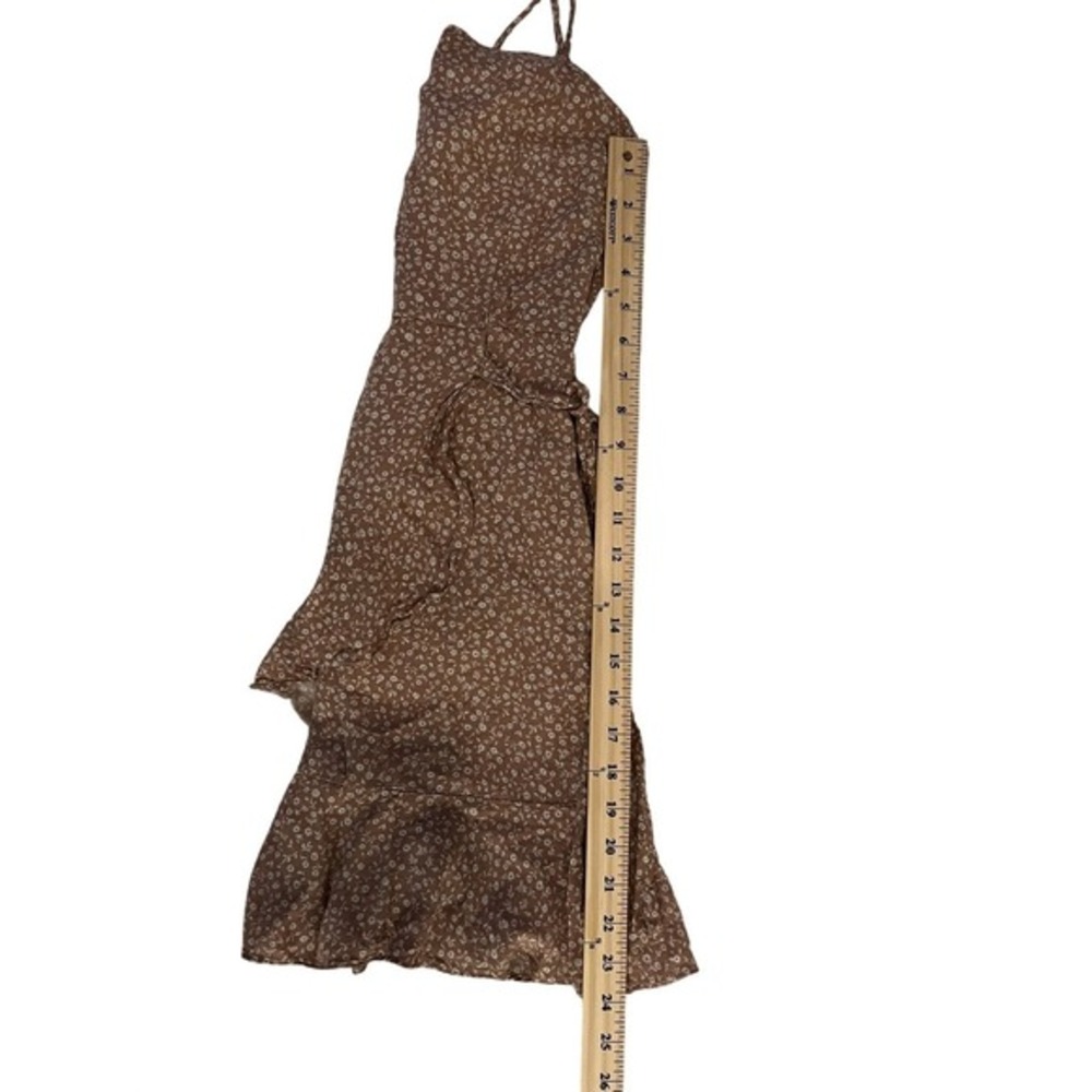 Attard State Brown Floral Smocked Mini Dress Spaghetti Straps Made in USA XS - Picture 5 of 6